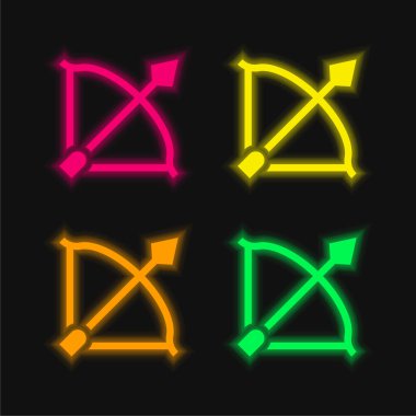 Okçuluk dört renk parlayan neon vektör simgesi