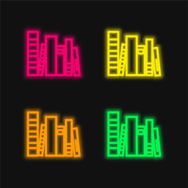 Kitap Grubu dört renk parlayan neon vektör simgesi