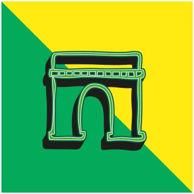 Arch Monumental Outlined Hand Drawn Construction Green and yellow modern 3d vector icon logo clipart