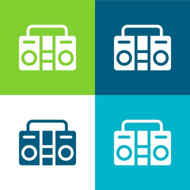 Boombox Düz 4 renk en küçük simge seti