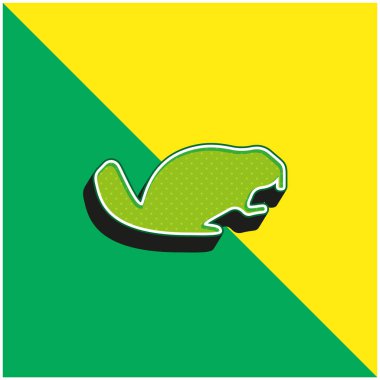 Beaver Facing Right Green and yellow modern 3d vector icon logo clipart