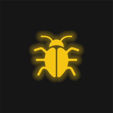 Big Bug yellow glowing neon icon clipart