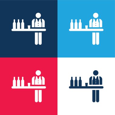 Barman blue and red four color minimal icon set clipart