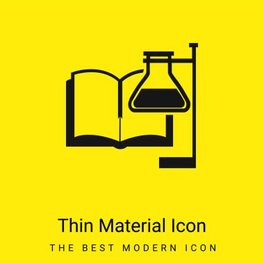 Book And Test Tube With Supporter minimal bright yellow material icon clipart