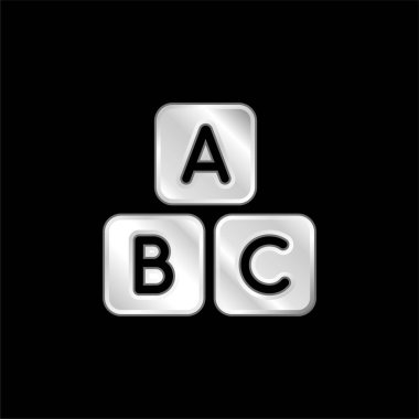 Abc Blok gümüş kaplama metalik simge
