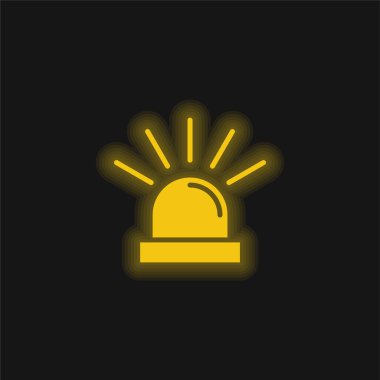 Alarm yellow glowing neon icon clipart