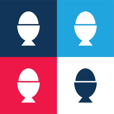 Boiled Egg blue and red four color minimal icon set clipart