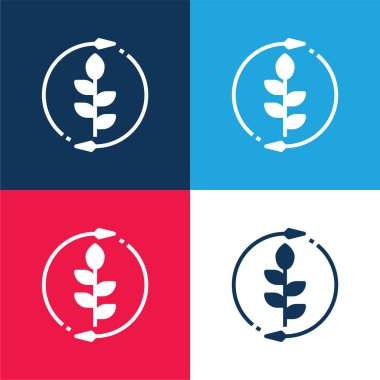 Agronomi mavi ve kırmızı dört renk minimal simgesi