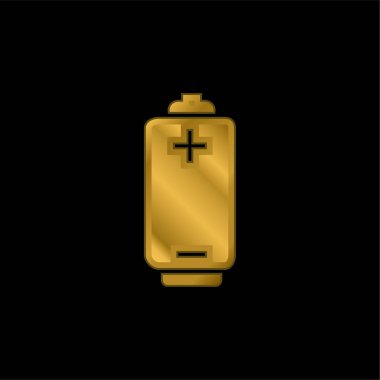 Pozitif ve Negatif Polonyalılara sahip Batarya Aracı Altın kaplama metalik simge veya logo vektörü