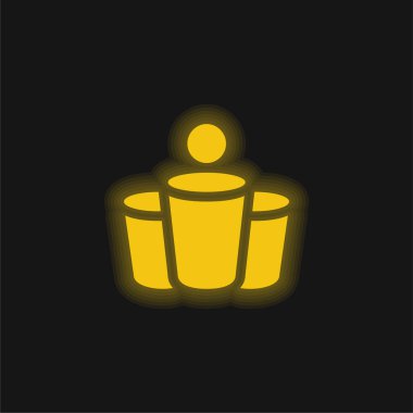 Bira pong sarı parlayan neon ikonu