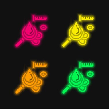 Kan Hücresi dört renk parlayan neon vektör simgesi