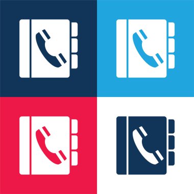 Gündem mavi ve kırmızı dört renk minimal simge kümesi