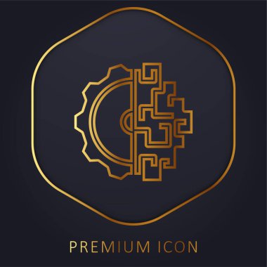 Beyin fırtınası yapan altın çizgi prim logosu veya simgesi