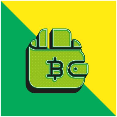 Bitcoin Yeşil ve Sarı modern 3d vektör simgesi logosu