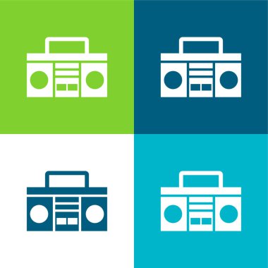 Kolu düz dört renk simgesi olan Boom Box