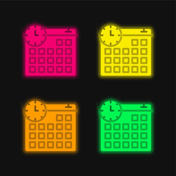 Appointment four color glowing neon vector icon