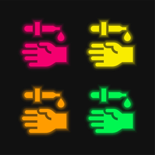 Кровь тест четыре цвета светящийся неоновый вектор значок