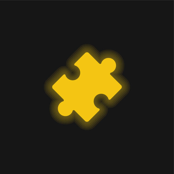Black Rotated Puzzle Piece yellow glowing neon icon