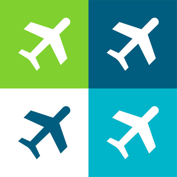Airplane Flat four color minimal icon set