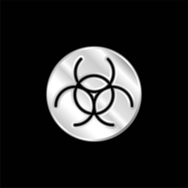 Biological Hazard silver plated metallic icon