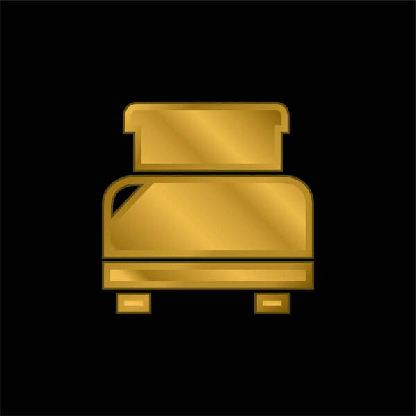 Позолоченная металлическая икона черной кровати или вектор логотипа