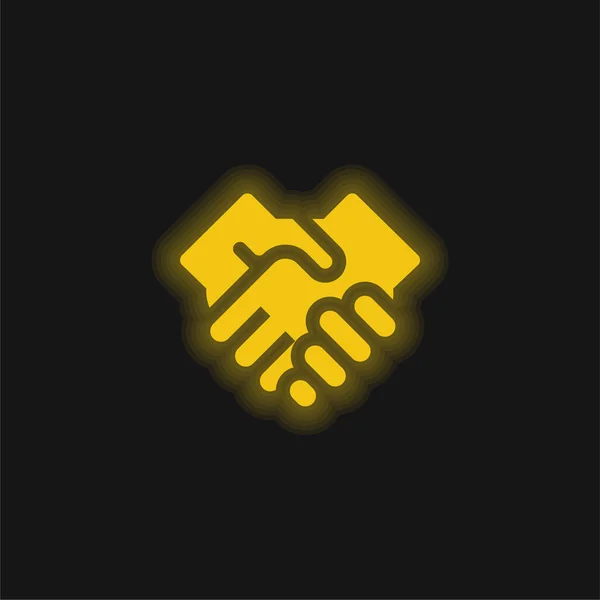 Anlaşma Sarı Parlak Neon Simgesi — Stok Vektör