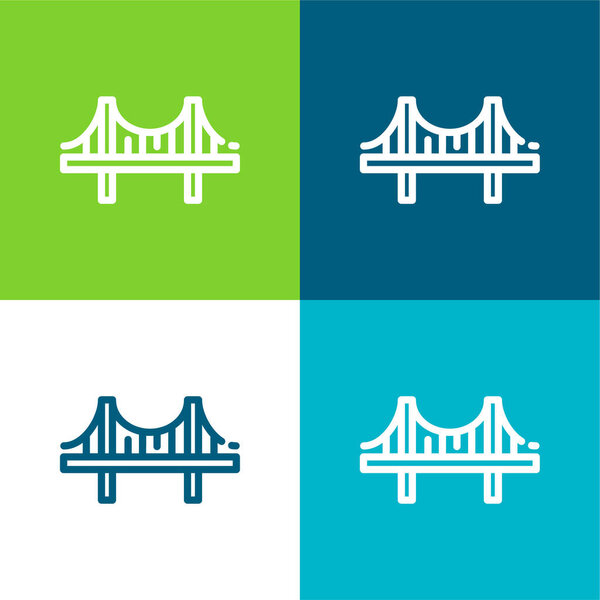 Bridge Flat four color minimal icon set