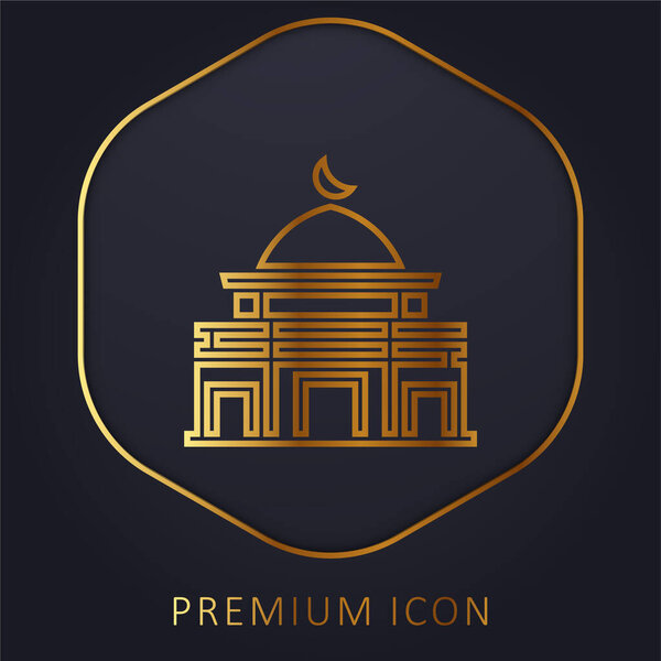 Al Aqsa Mosque golden line premium logo or icon