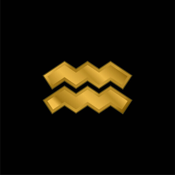 Aquarius gold plated metalic icon or logo vector