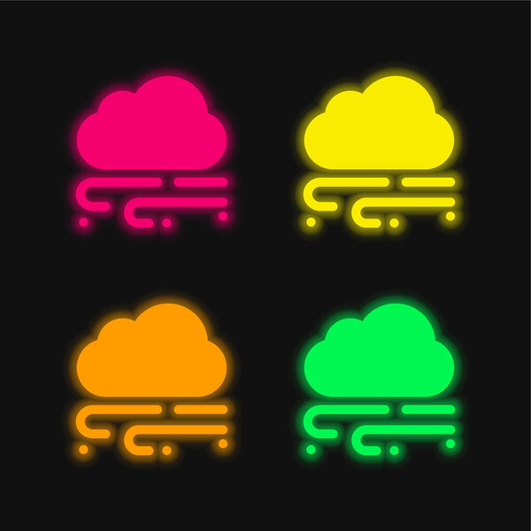 Blizzard four color glowing neon vector icon