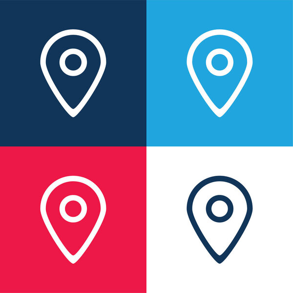 Большая карта Placeholder Наброски интерфейса синий и красный четыре цвета минимальный набор значков