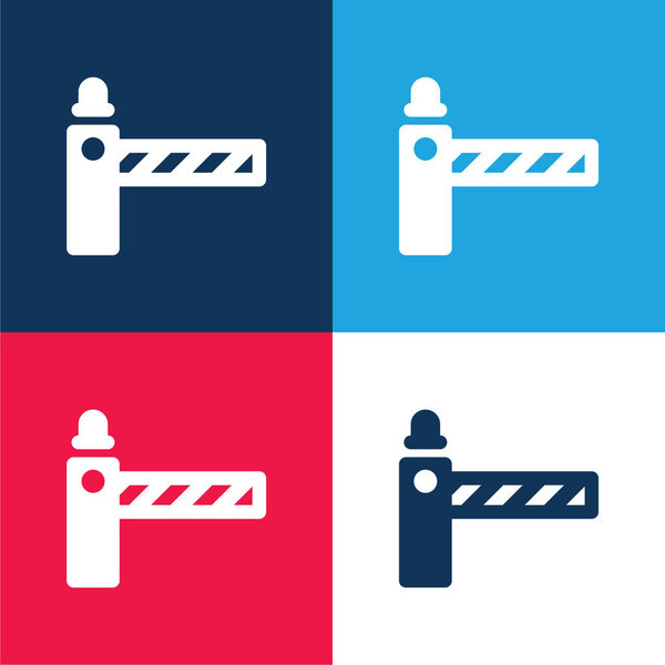 Barrier blue and red four color minimal icon set