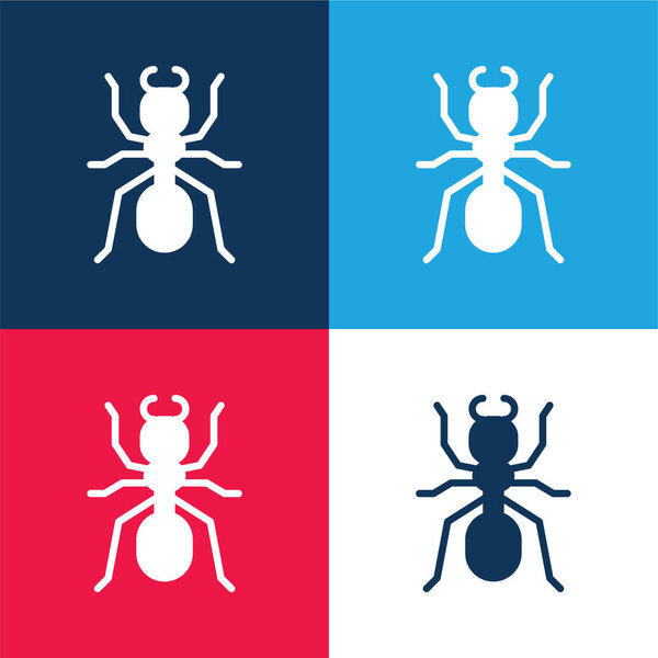 Ant blue and red four color minimal icon set