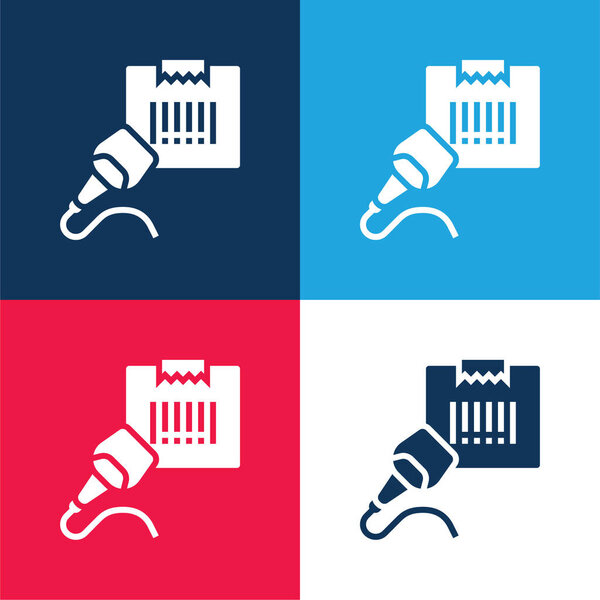 Barcode Scanner blue and red four color minimal icon set
