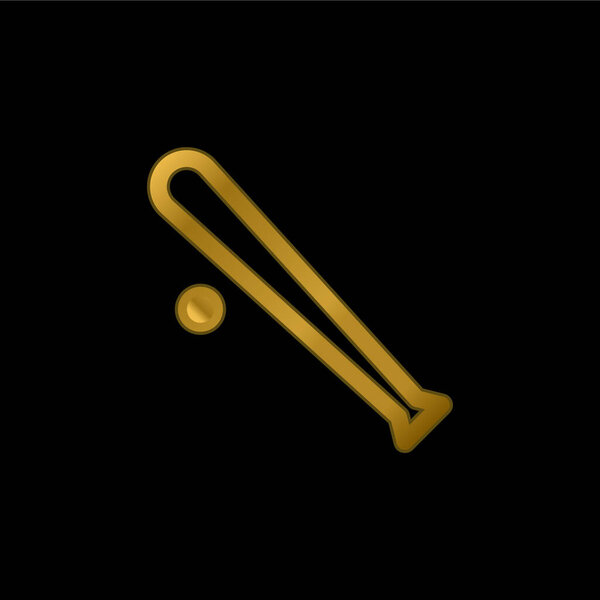Baseball Equipment gold plated metalic icon or logo vector
