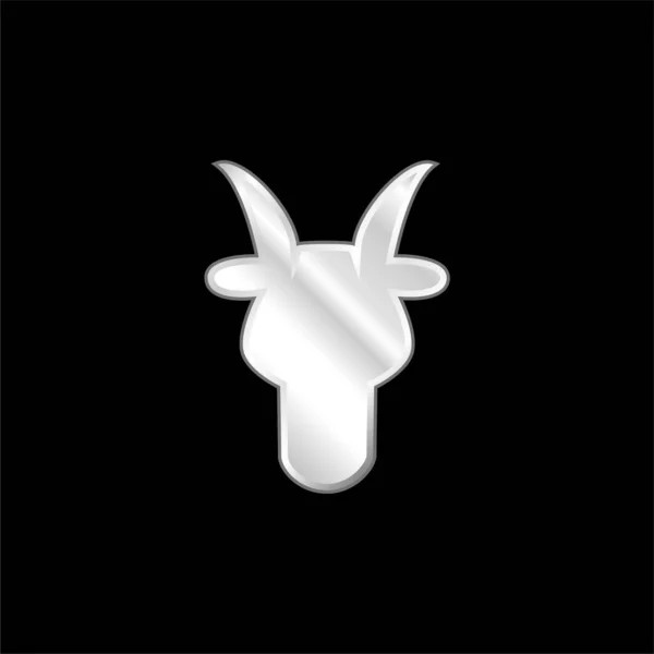 Ram Bull Head Front Shape Symbool Verzilverd Metalen Pictogram — Stockvector