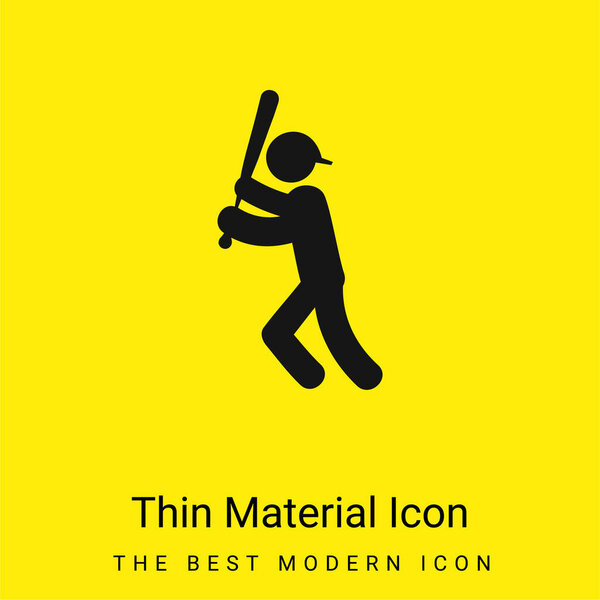 Baseball Player With Bat minimal bright yellow material icon