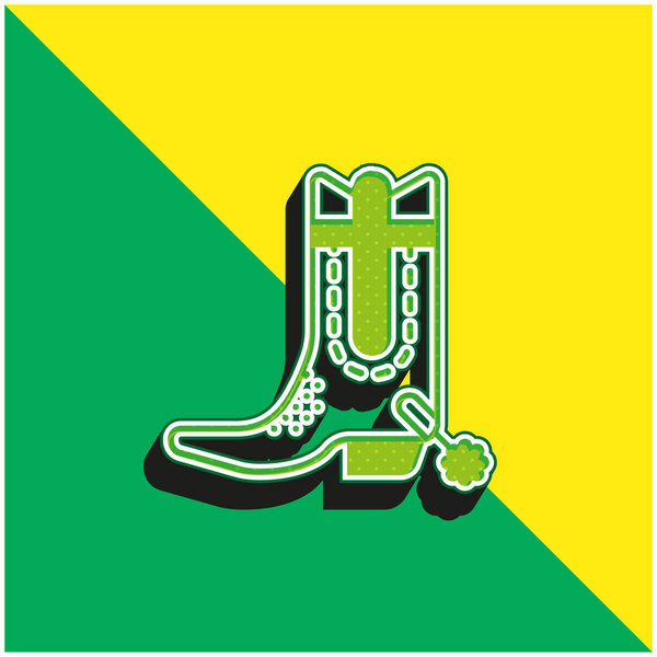 Boot Green and yellow modern 3d vector icon logo