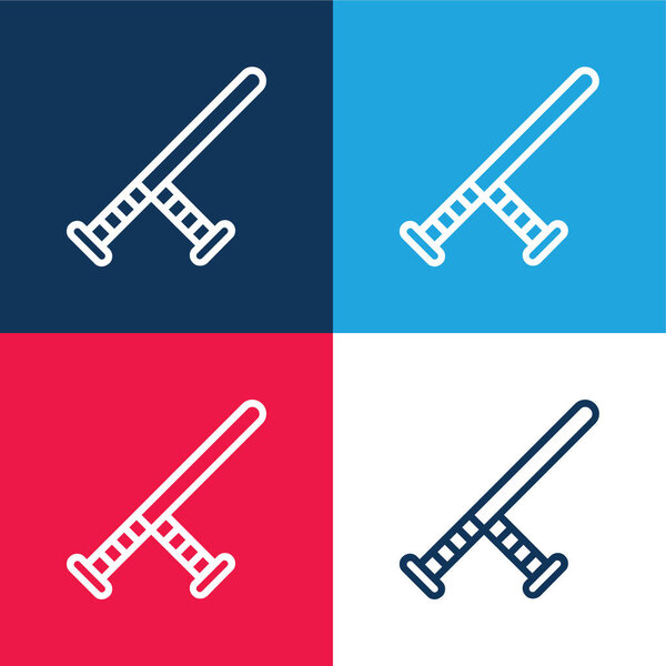 Baton blue and red four color minimal icon set
