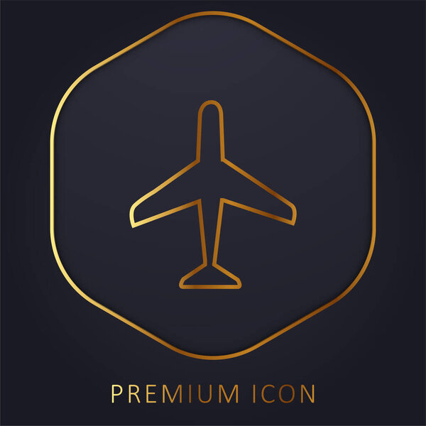 Airplane golden line premium logo or icon