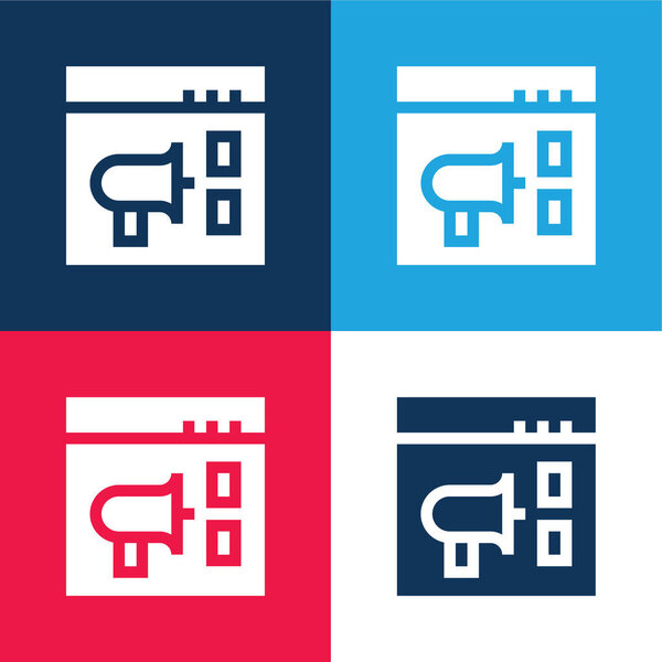 Advertising blue and red four color minimal icon set
