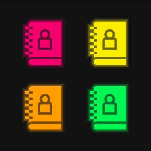 Reress Book four color glowing neon vector icon