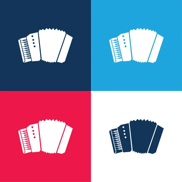 Accordeon Silhouet Met Wit Details Blauw Rood Vier Kleuren Minimale — Stockvector