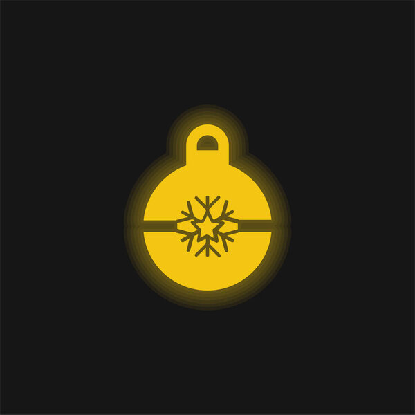 Bauble yellow glowing neon icon