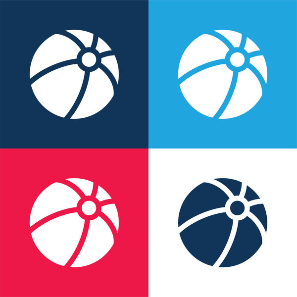 Ball blue and red four color minimal icon set