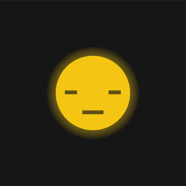 Скучная жёлтая сияющая неоновая икона