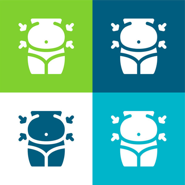 Живот плоский четырехцветный минимальный набор значков