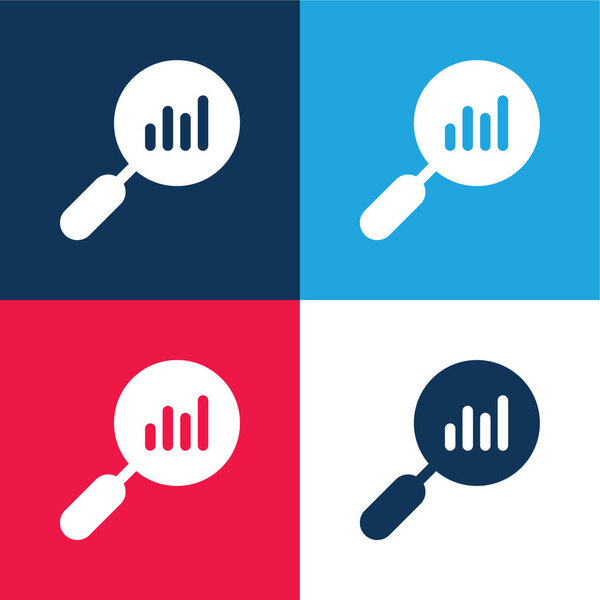 Analytics blue and red four color minimal icon set