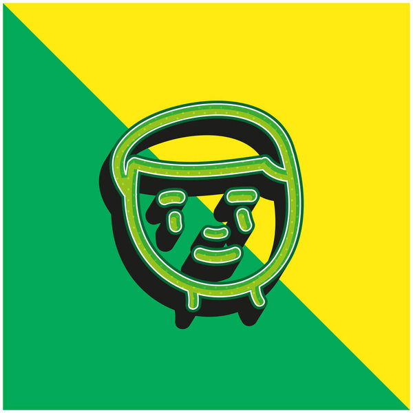 Boy Hand Drawn Face Green and yellow modern 3d vector icon logo