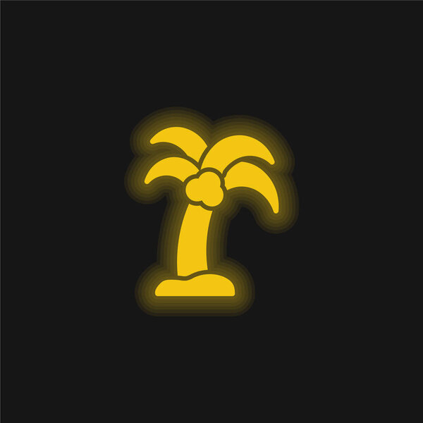 Beach yellow glowing neon icon